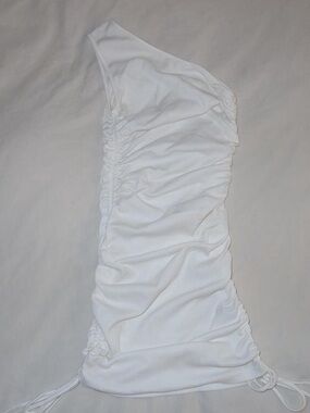 Ruched One-Shoulder White Dress